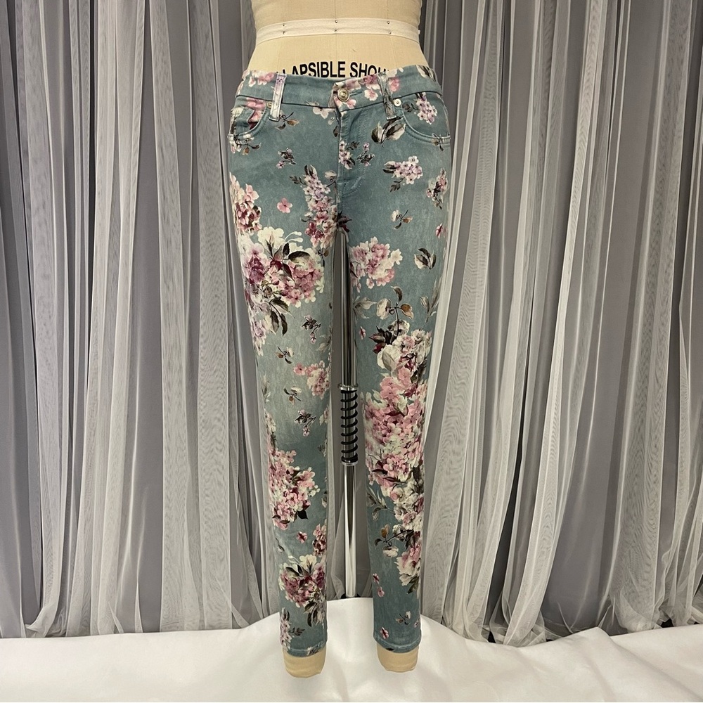 Floral Print mid-rise skinny jeans 7forAMK size 26